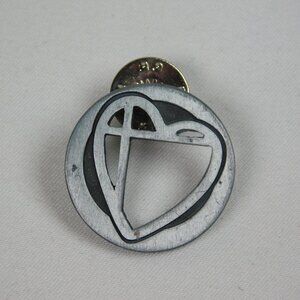 Cross Heart Circle Pin Christian Jewelry Women CTA Inc Fashion Religious 7/8"